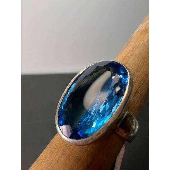 NEW Swiss Blue Topaz sterling silver ring size 7 / 11.79 grams - Picture 10 of 11